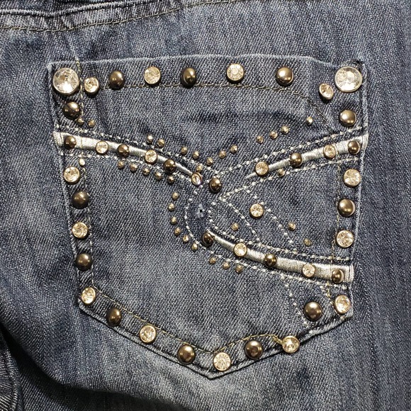 Twelve K Dark Blue Women's Jeans Bejeweled Back Pockets (Size 13) - Picture 9 of 12